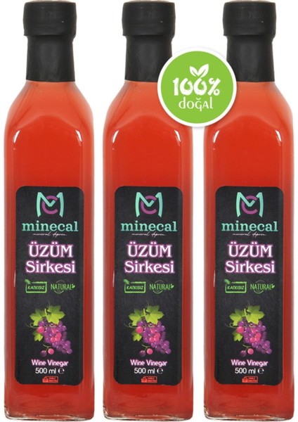 Üzüm Sirkesi 3x500 ml – Katkısız Doğal | Şekersiz | Koruyucu İçermez