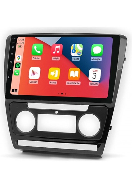 D100467 QLED Ekran Skoda Octavia 2007 2014 4gb Ram 64GB Hafıza Carplay Android Multimedya Teyp