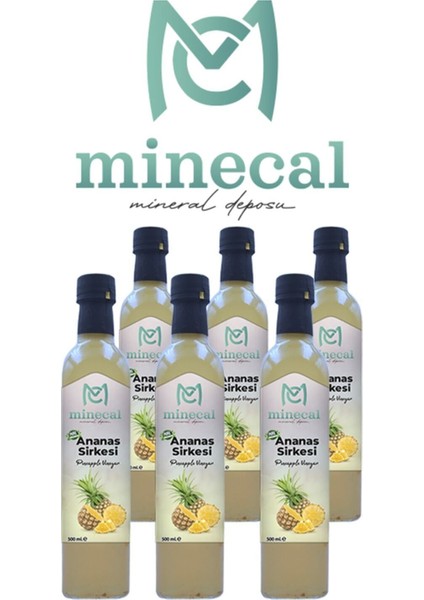 Ananas Sirkesi 6X500 ml – %100 Katkısız Doğal | Şekersiz | Koruyucu Içermez