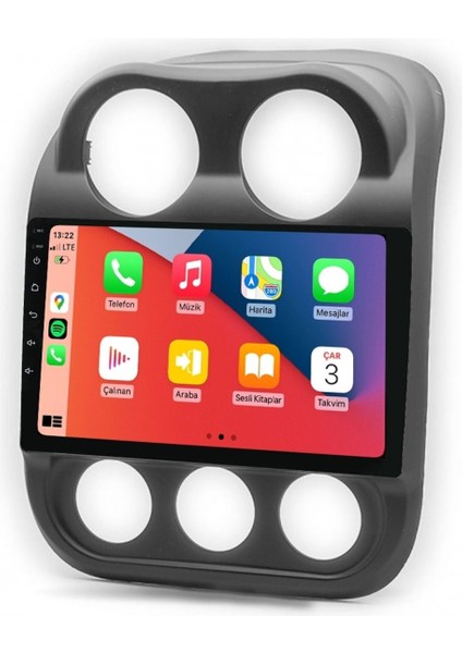 D100467 QLED Ekran Jeep Compass 2009 2016 4gb Ram 64GB Hafıza Carplay Android Multimedya Teyp