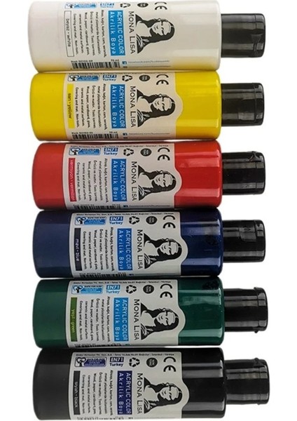 Mini Şövale 25X35 2 Li Tuval Monalisa 6 Renk Akrilik Boya Başlangıç Seti Fırça Palet Ponpon Su Kabı Masaüstü Sanatsal