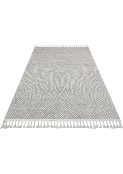 Urban URB 01 Gri Beyaz Etnik Desenli Polyester Halı Yumuşak Doku, Toz ve Hav Vermeyen Modern Tasarım