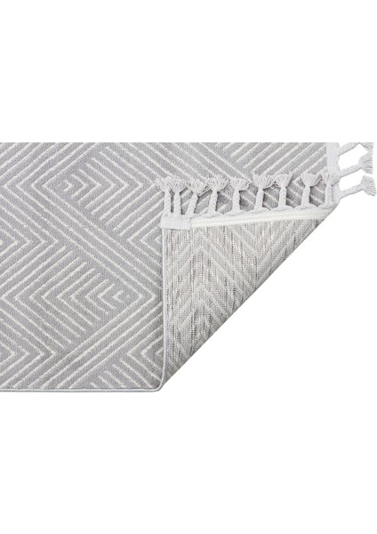 Urban URB 01 Gri Beyaz Etnik Desenli Polyester Halı Yumuşak Doku, Toz ve Hav Vermeyen Modern Tasarım