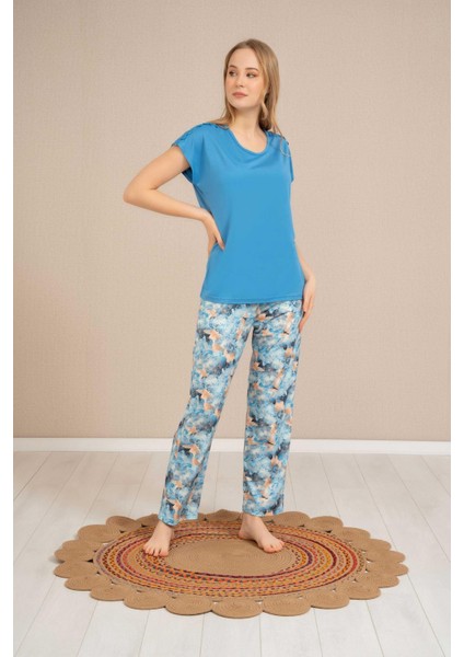 Perfect Club Kadın Bisiklet Yaka Yarım Kol Pijama Takımı 4355 - 1 Adet