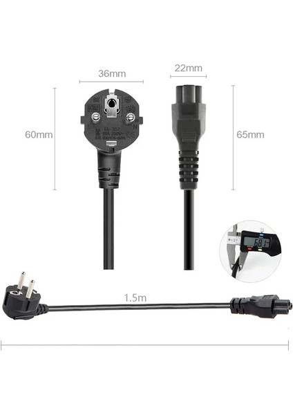 1.5 Metre 1.5mt Dizüstü 3-Pin Şarj Fişi Güç Adaptör Kablosu Kablosu Hp Dell Toshiba Sony Asus Lenovo Samsung Dizüstü Bilgisayar Güç Kablosu