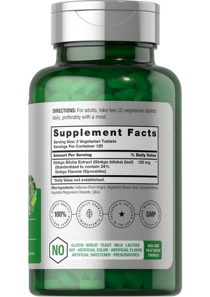 Ginkgo Biloba Mabet Ağacı Ekstrat 120 mg 240 Tablet Flavone Glycoside Vegetarian Gluten Free fiyatları
