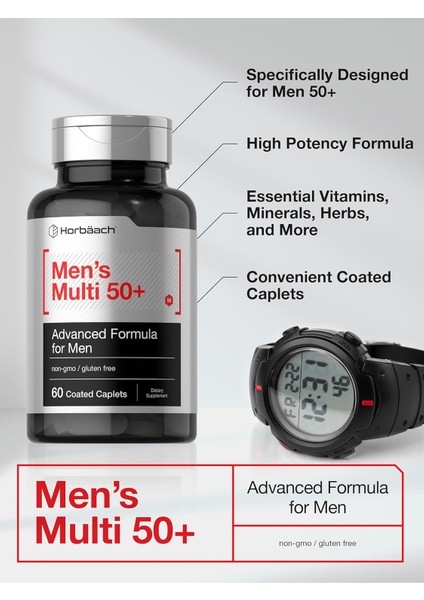 Mens Multivitamin 50 Plus 60 Caplet Calcium Magnesium