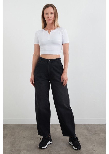 Basic Yarım Fermuarlı Dalgıç Kumaş Crop Tişört modelleri