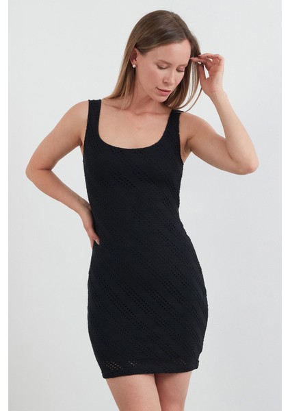 Kalın Askılı Triko Elbise