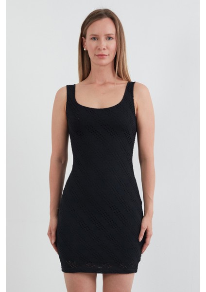 Kalın Askılı Triko Elbise