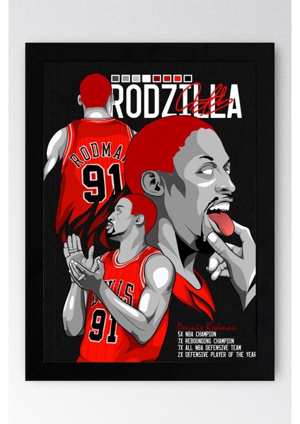 Dennis Rodman Çerçeveli Tablo - Rodzilla Nba Posteri Tablo