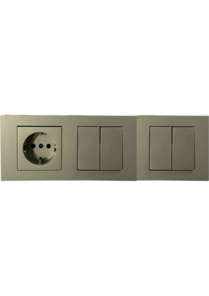 Grano Antrasit 3'lü Set 1 Adet Topraklı Priz 2 Adet Komütatör (Ikili Anahtar)