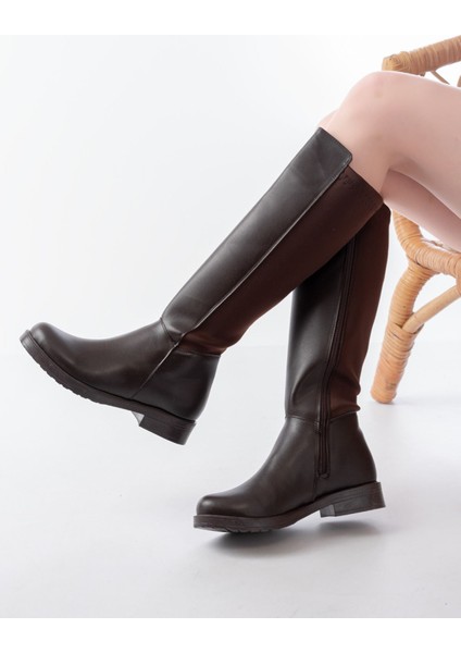 165-305 Kahve Arka Streç Fermuarlı Günlük Kadın Çizme fiyatları
