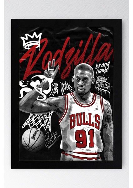 Dennis Rodman Çerçeveli Tablo - Rodzilla Nba Posteri Tablo