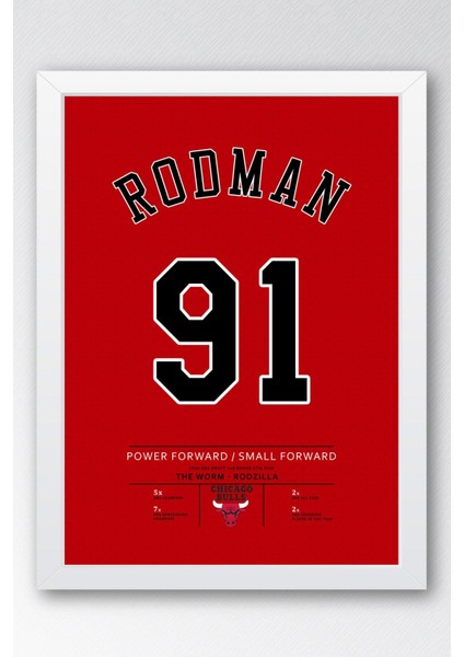 Dennis Rodman Forma Çerçeveli Tablo - Nba Chicago Bulls Jersey