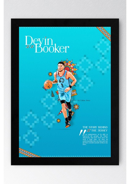 Devin Booker Çerçeveli Tablo - Basketbol Nba Posteri Tablo