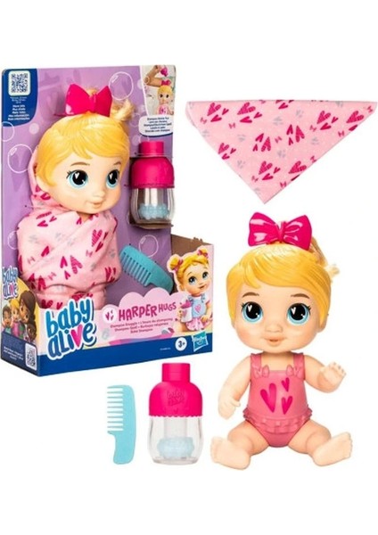 Hasbro F9119 Baby Alıve Bebeğimle Şampuan Eğlencesi Sarışın Bebek 3+
