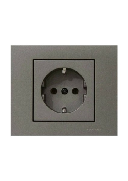 Grano Antrasit Topraklı Priz + Çerçeve Ogatp
