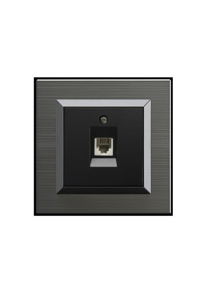 Quantum Manyetik Gri+Siyah Numeris Telefon Prizi + Çerçeve Dahil 5 Adet