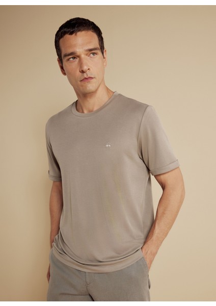 Bisiklet Yaka Bej Erkek T-Shirt BBSS25MTS017 fırsatları