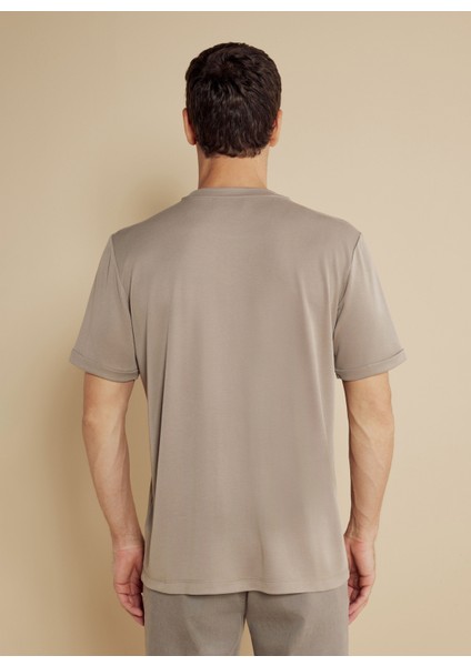 Bisiklet Yaka Bej Erkek T-Shirt BBSS25MTS017 indirimleri
