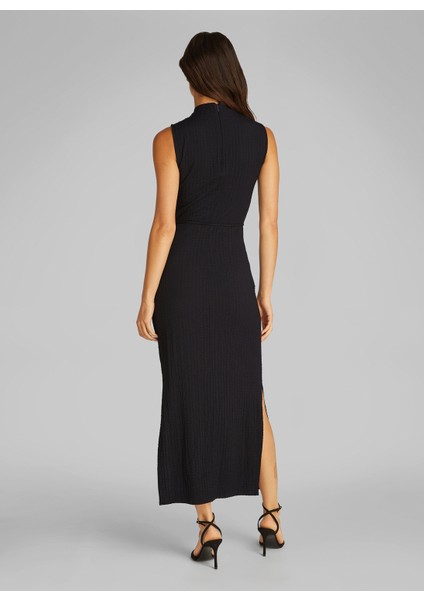 Dik Yaka Düz Siyah Standart Kadın Elbise K20K208304BEH fırsatları