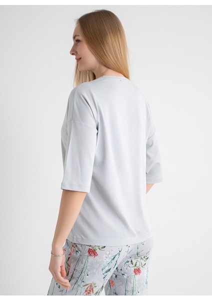 Yuvarlak Yaka Gri Pijama Üst 403SIX-1110-049 fiyatları