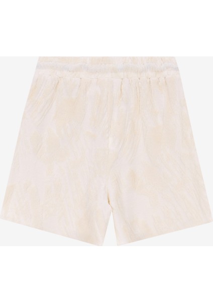 Yüksek Bel Standart Ekru - Mavi Kadın Şort Mrs Candy Short