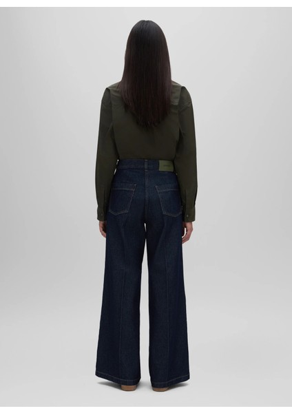 Yüksek Bel Geniş Paça Standart Koyu Indigo Kadın Denim Pantolon G 0160 G371 modelleri