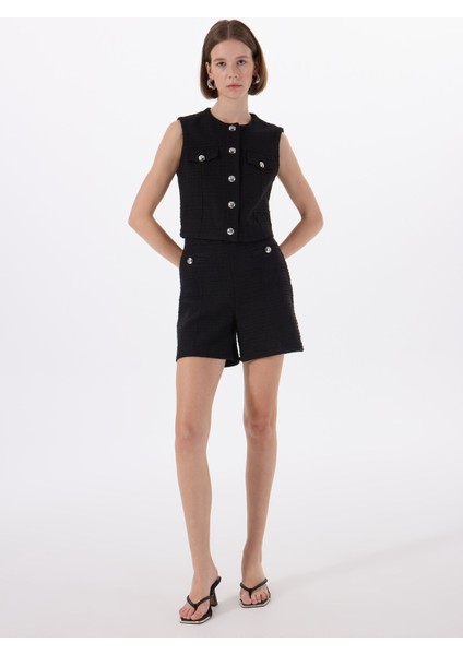 Yüksek Bel Normal Siyah Kadın Şort 50537635