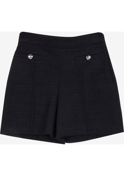 Yüksek Bel Normal Siyah Kadın Şort 50537635