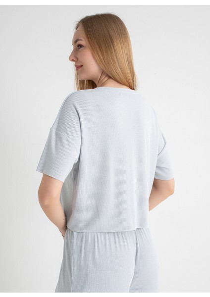 Yuvarlak Yaka Gri Pijama Üst 403SIX-1110-053 modelleri