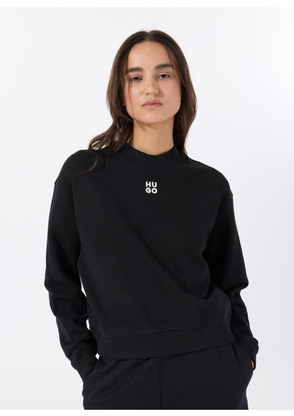 Bisiklet Yaka Düz Siyah Kadın Sweatshırt 50527463 modelleri