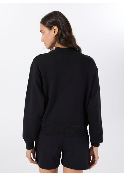 Bisiklet Yaka Düz Siyah Kadın Sweatshırt 50527463 indirimleri