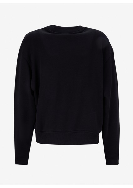 Bisiklet Yaka Düz Siyah Kadın Sweatshırt 50527463