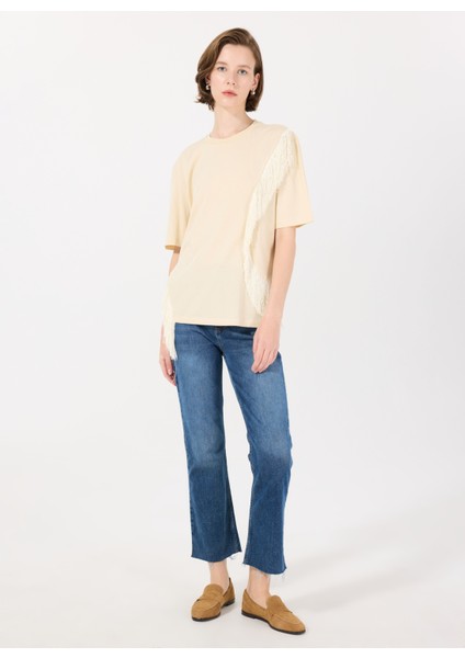 Bisiklet Yaka Şampanya Kadın T-Shirt 3F8NL107B fiyatları