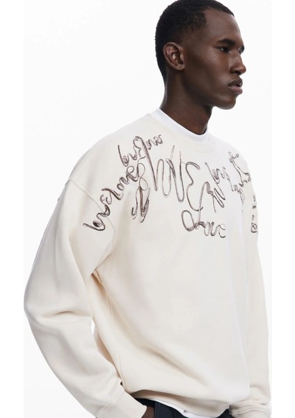 Bisiklet Yaka Krem Erkek Sweatshırt 25SMSK15_MAN Knıt Sweat Long Sleeve fiyatları