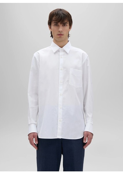 Regular Fit Gömlek Yaka Beyaz Erkek Gömlek A CE36 C118