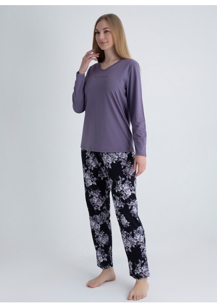 Yuvarlak Yaka Mor Pijama Üst 403SIX-1110-067