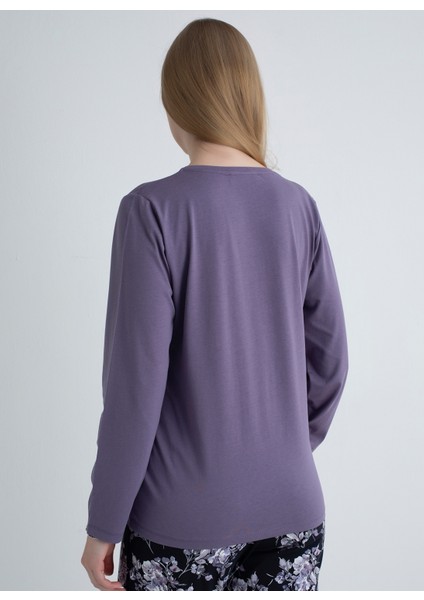 Yuvarlak Yaka Mor Pijama Üst 403SIX-1110-067