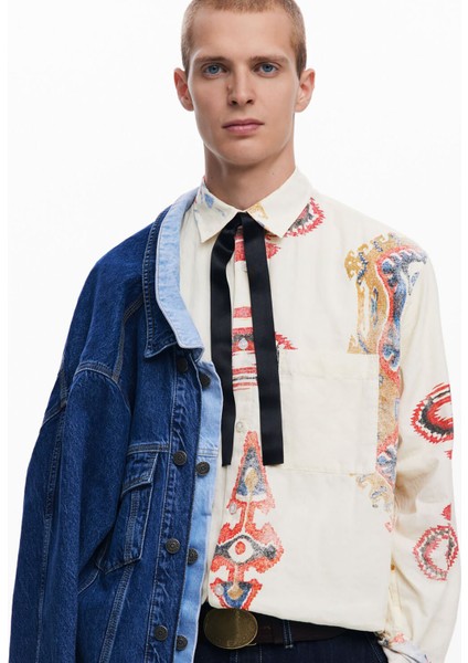 Regular Fit Krem Erkek Gömlek 25SMCW14_MAN Woven Shırt Long Sleev fiyatları