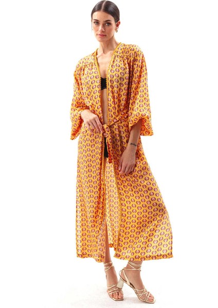 Desenli Sarı Kadın Kimono MVMRWKM13 fiyatları