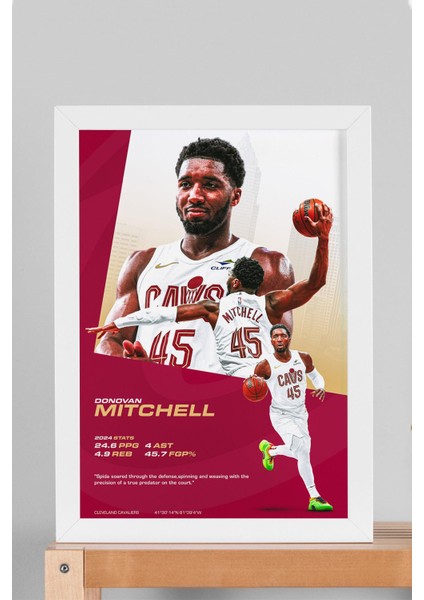 Donovan Mitchell Çerçeveli Tablo - Basketbol Nba Posteri Tablo