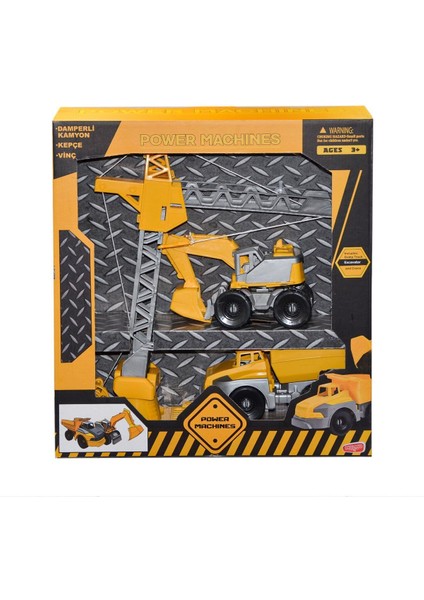 Kampanya Estevia ML447 Power Machines Vinç, Damperli Kamyon ve Kepçe Inşaat Seti -Molmo Yeni!!!