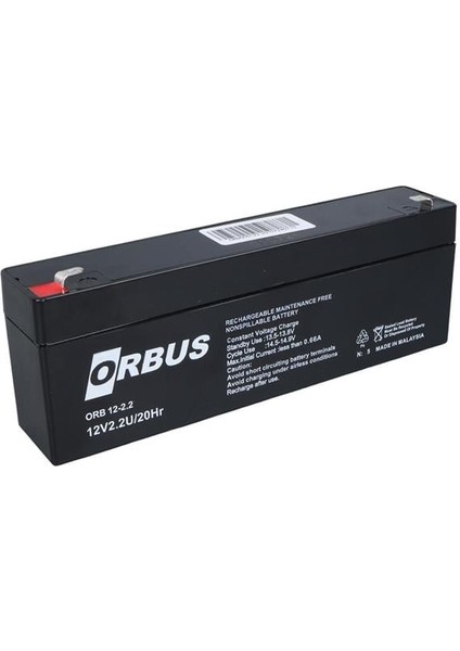 Kampanya Estevia 12 Volt - 2.2 Amper Yatık Uzun Akü (178X34X60MM) Yeni!!!