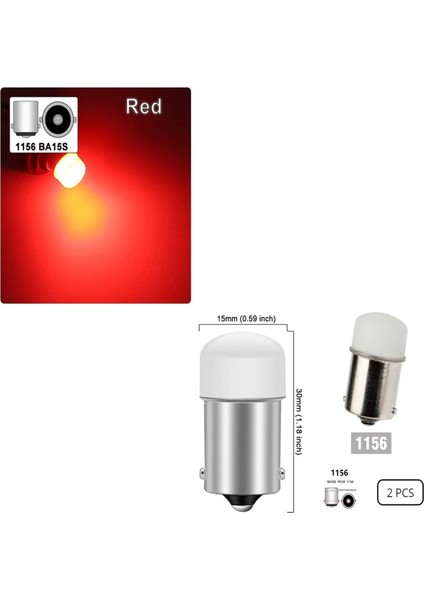 ( 2 x Adet ) R5W & R10W 21W LED Kırmızı Tek Duy (21W&R5W&R10W Tek Duy LED Red)