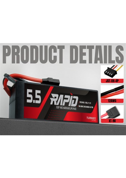 Rapid 3S2P 5500MAH 11.1V 140C Lipo Batarya