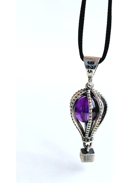 925 Ayar Gümüş Kapadokya Balon Tasarım Ametis Taşlı Kolye Ucu fiyatları