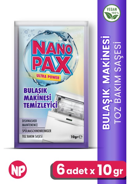 Bulaşık Makinesi Temizleyici Toz Bakım Saşesi (6 Adet x 10GR)