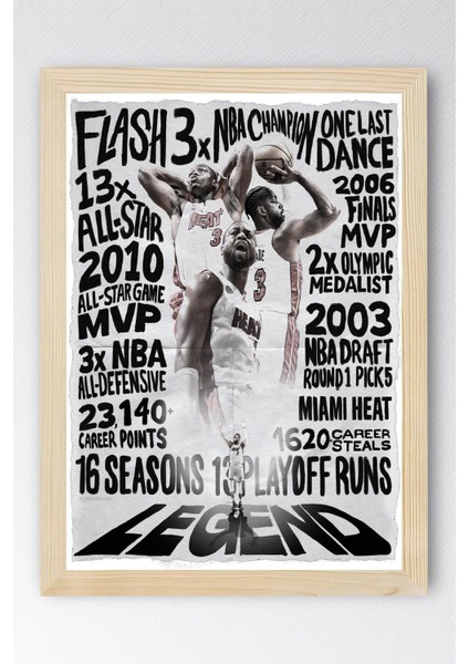 Dwyane Wade Çerçeveli Tablo - Miami Heat Nba Posteri Tablo